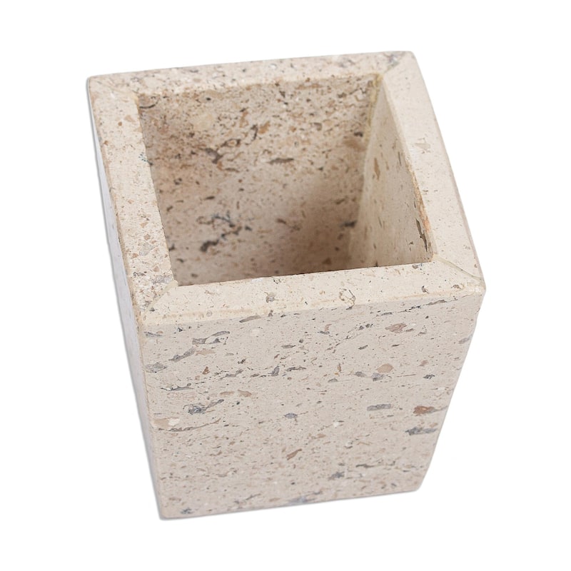 Novica Handmade Travertine Marble Desk Set