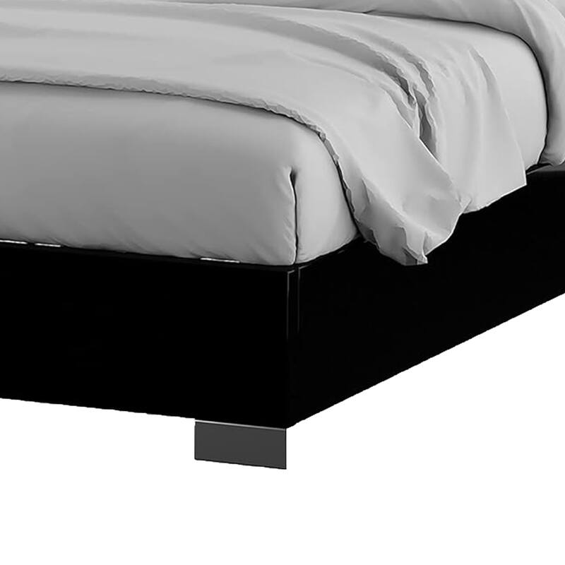Cari Queen Size Bed, LED Bookcase Headboard, Black and Chrome