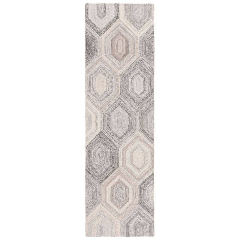 SAFAVIEH Handmade Abstract Zaide Modern Wool Rug - 2'3" x 8' Runner - Natural/Grey