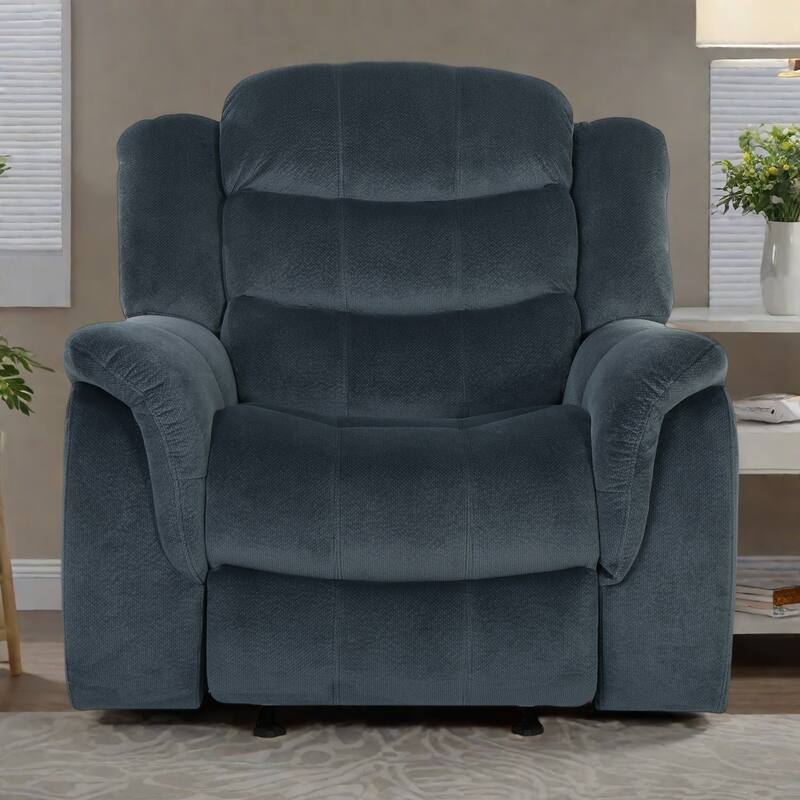 Oversized Brown Plush Fabric Glider Recliner Chair with Spacious Seat and Classic Design - Steel Gray