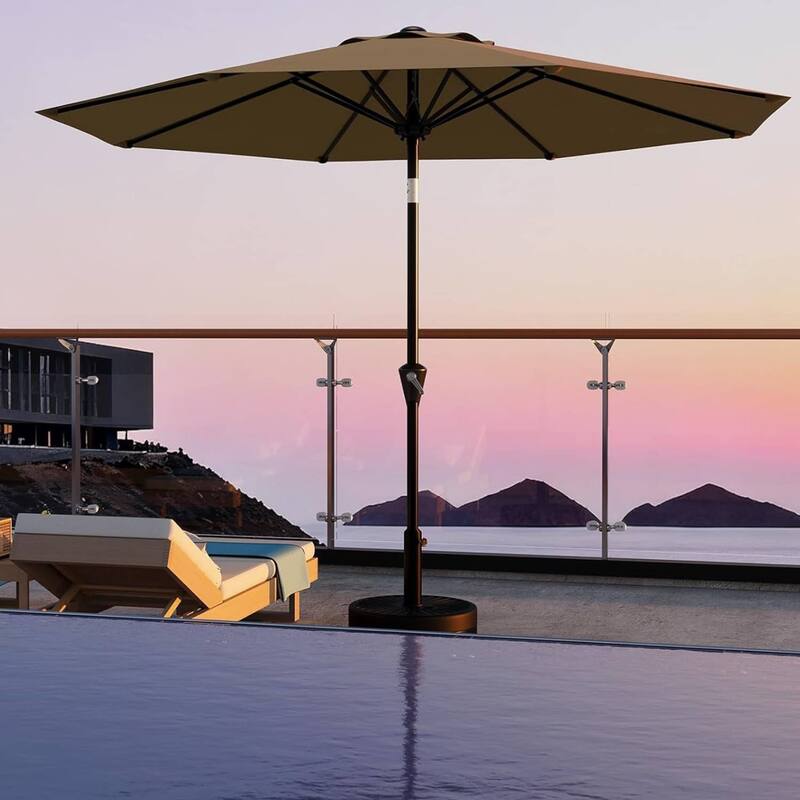 10FT Patio Umbrella with Smooth Crank Lift UV Protection Waterproof for Pool, Deck, Yard, Garden (No Base) - Tan