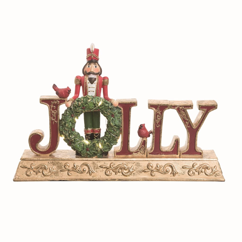 Transpac Resin Multicolored Christmas Light Up Crimson Jolly Decor