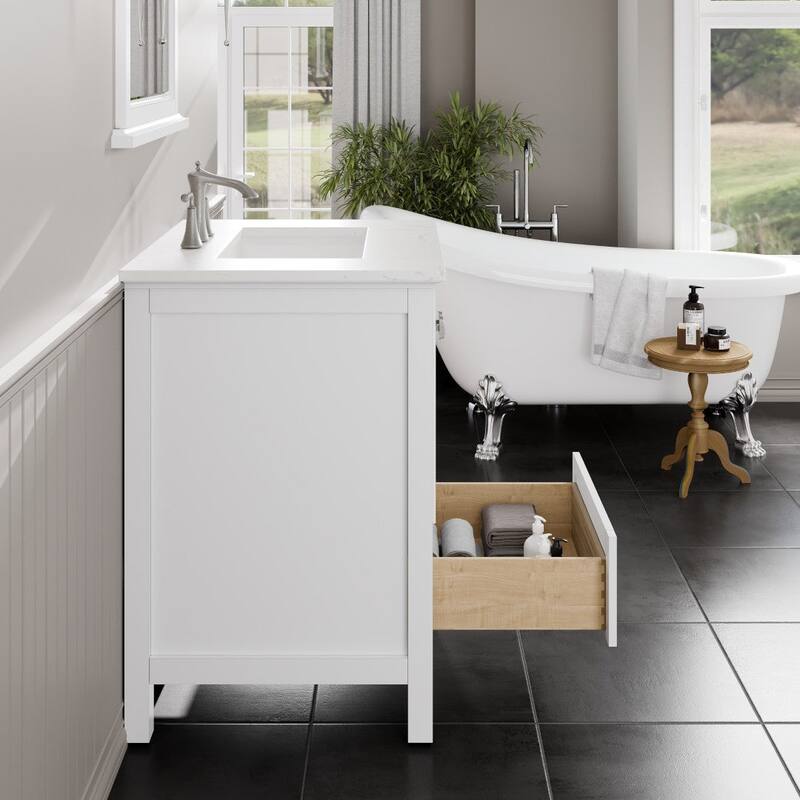 Eviva Britney 24" Bath Vanity with WH Carrara Quartz Top