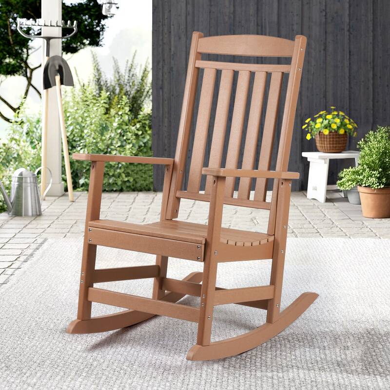 Vrakae All Weather Outdoor High Back Rocking Chair