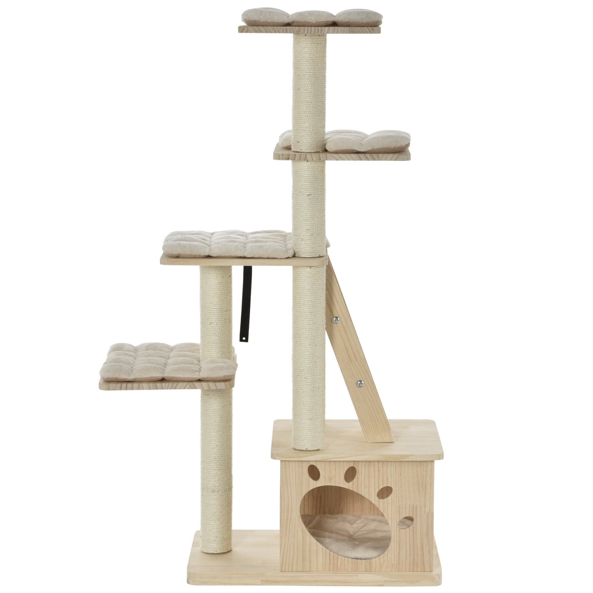PawHut Adjustable Height Cat Stairs with Sisal Scratching Posts