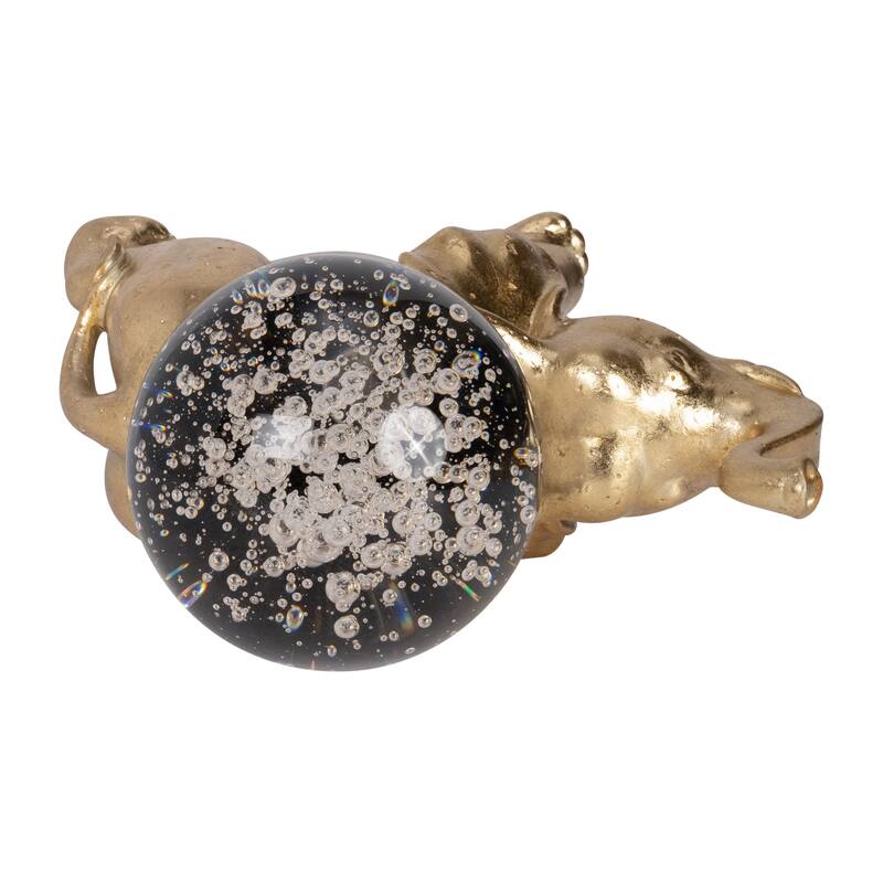 Sagebrook Home Gold Resin 9-Inch Elephant With Crystal Ball - Enchanting Polyresin Sculpture Decor Piece - 9" x 5" x 9"