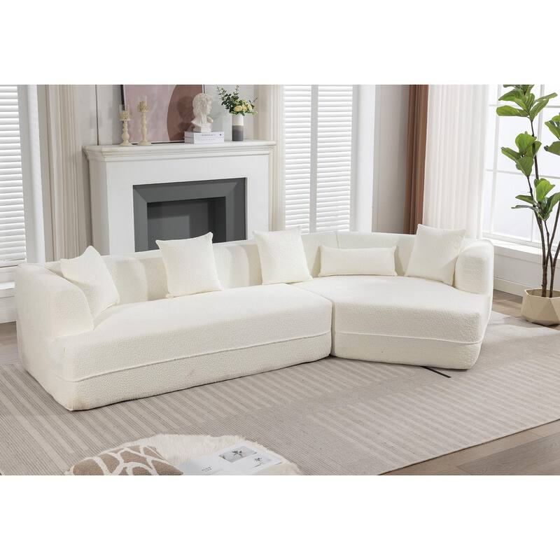 New And Upgraded Extended Edition Modular Sofa, Creamy-White Boucle, Free Combination
