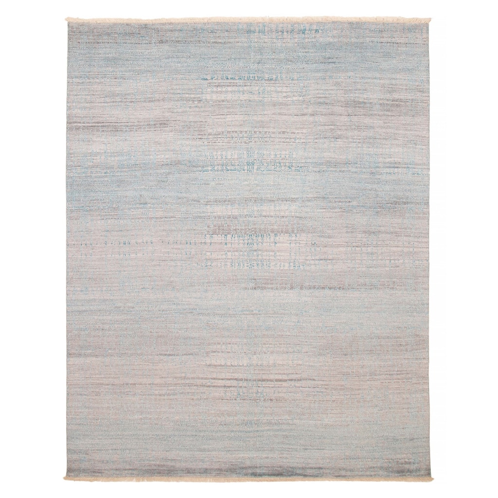 ECARPETGALLERY Hand-knotted Legacy Light Grey Viscose, Wool Rug - 7'10 x 9'8