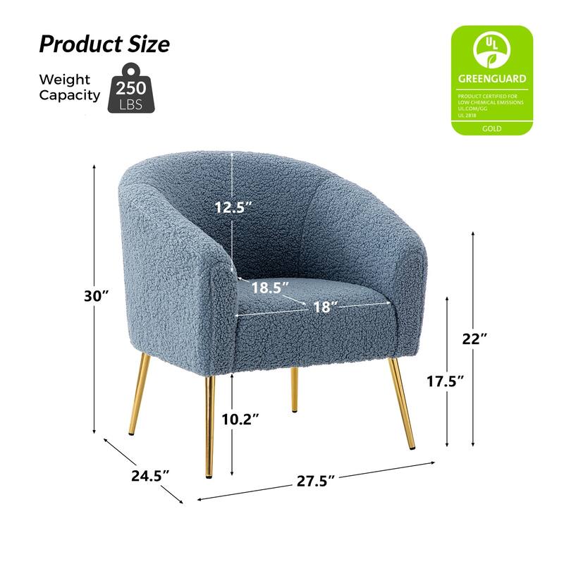 Rovigo Modern Upholstered Living Room Accent Barrel Chair with Metal Legs by HULALA HOME