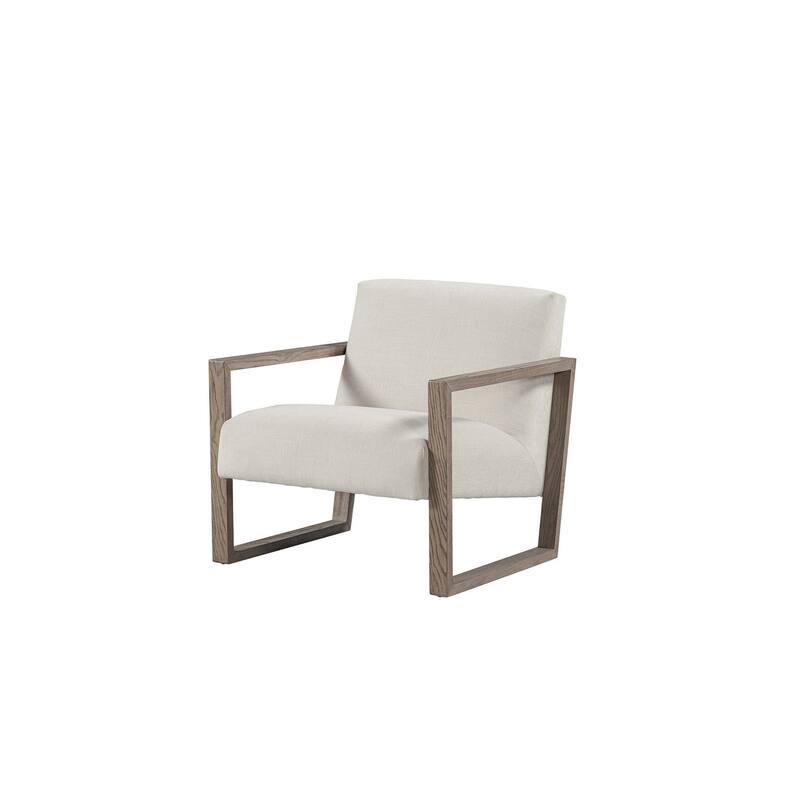 HomeRoots 28" Off White and Ash Gray Fabric Lounge Chair - 27.7 in. x 28.7 in. x 31.2 in.