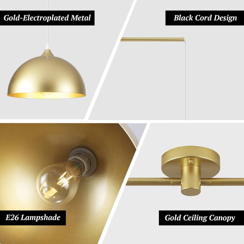 34.64inch 2 Lights Modern Simple Design Pendant with Metal Shade for Living Room Kitchen Island
