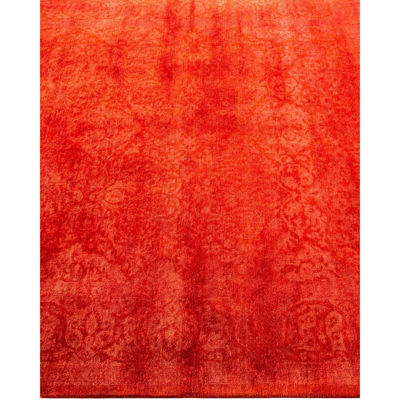 Overton Hand Knotted Wool Vintage Inspired Modern Contemporary Overdyed Red Area Rug - 4' 3" x 6' 1"