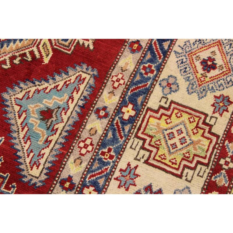 Bohemian Kazak Roselyn Red/Beige Wool Rug - 9'0'' x 12'1''