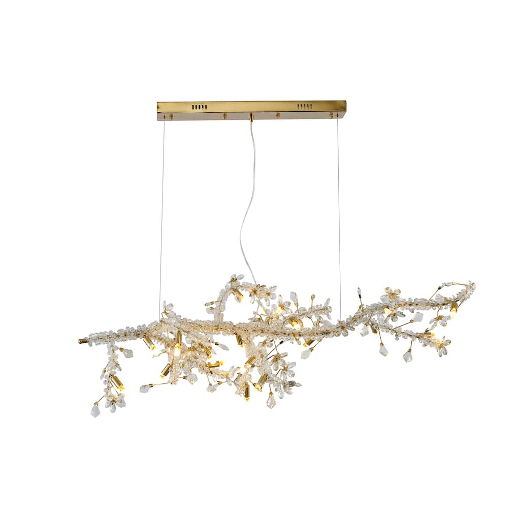 20-Light Clear and Champagne Crystal Branch Chandelier