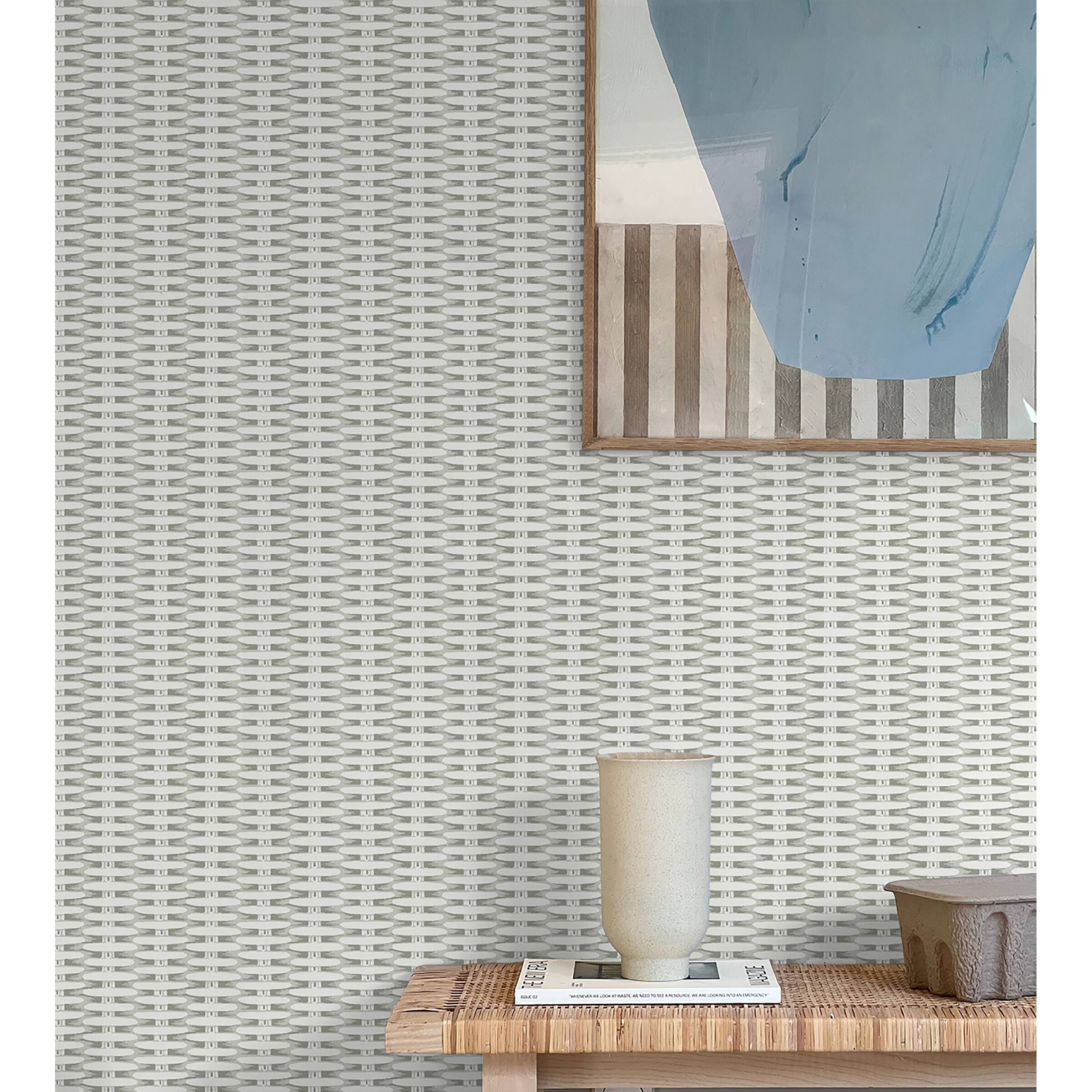 Tommy Bahama Bali Basket Whitewash Peel and Stick Wallpaper 20.5 in