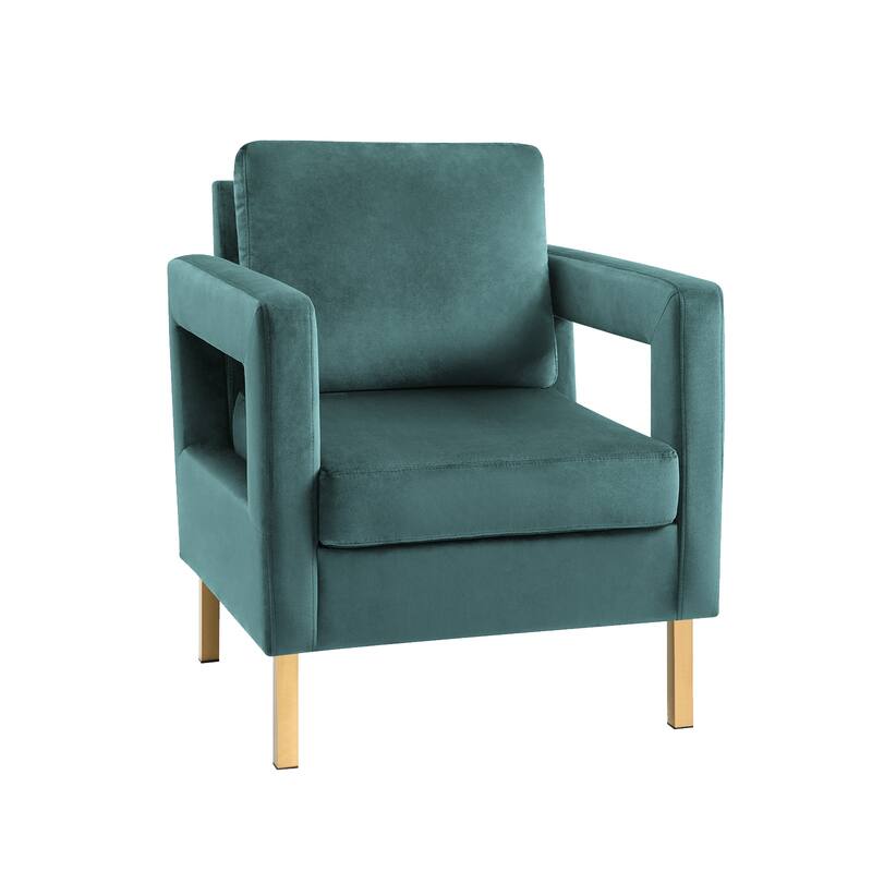 Valentina Comfy Accent Armchair with Golden Metal Legs and Removable Cushions by HULALA HOME