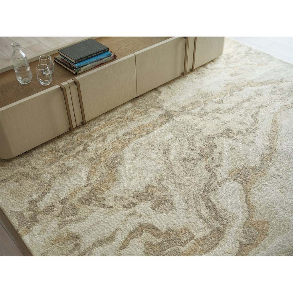 Cortero Handmade Hand Tufted New Zealand Wool Gold/Ivory Area Rug.