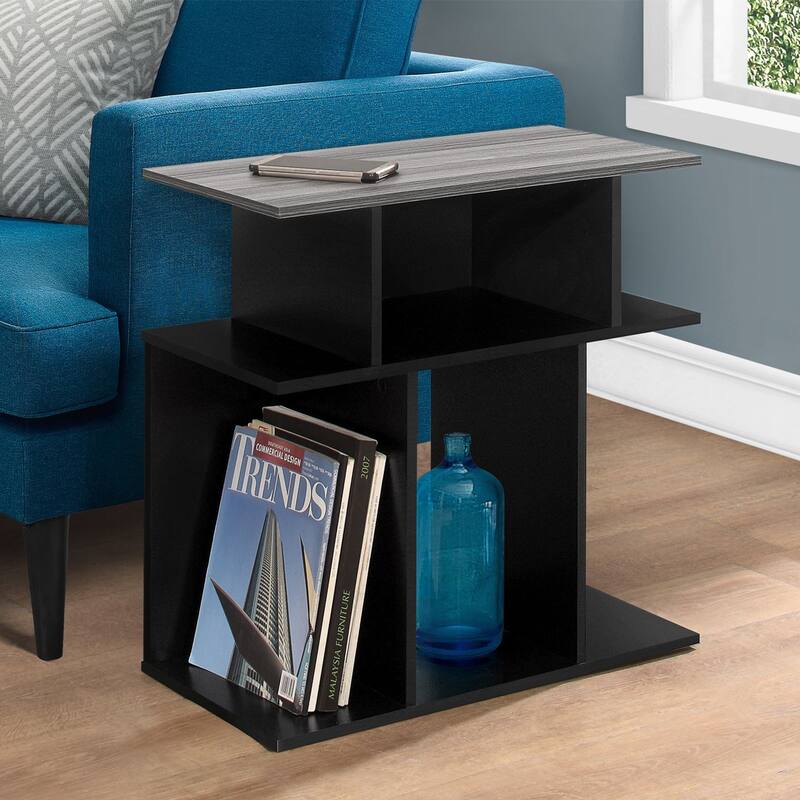 24" Rectangular Wood End Table with Six Open Shelves Perfect for Living Room or Office - 23.75”H x 11.75”W x 23.75”D