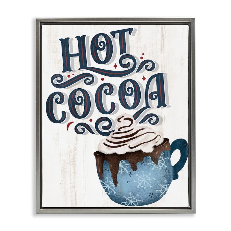 Stupell Warm Rustic Hot Cocoa Framed Floater Canvas Wall Art Design By Kim Allen - 25 x 31 - Grey