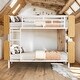 preview thumbnail 14 of 25, 2 In 1 Metal Twin Over Twin Bunk Bed with Storage Bookcase,Ladder and Guardrail White