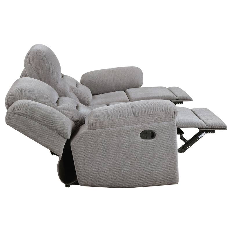 Gilo 2pc Manual Recliner Sofa and Loveseat Set, Soft Gray Chenille