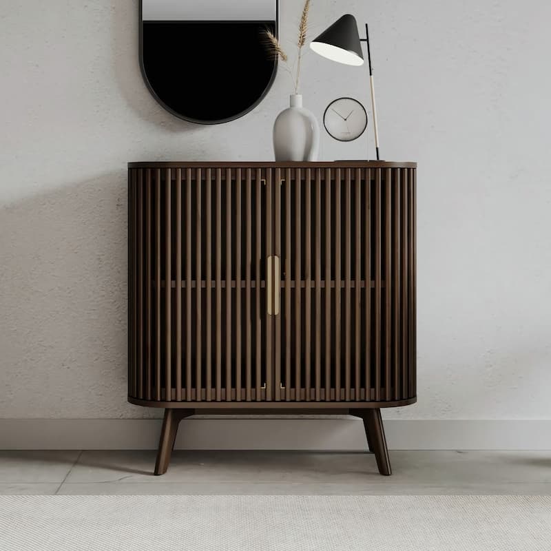 Studio London Sierra 2-Door Mid Century Cabinet 37" Wood with Shelves