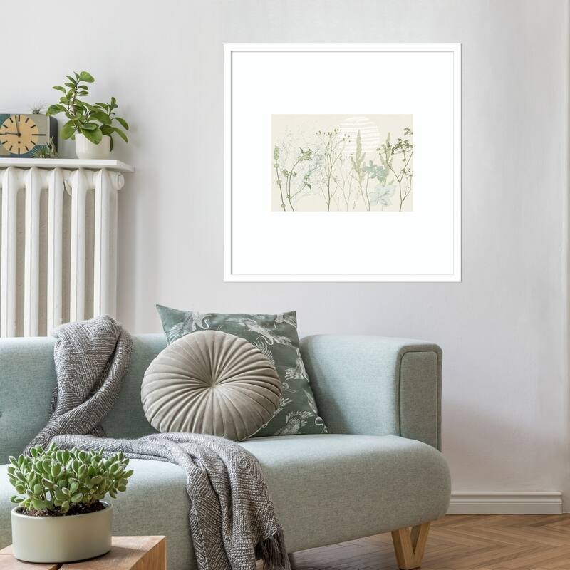 Plant based calming atmosphere natural green by Annick Wood Framed Wall Art Print