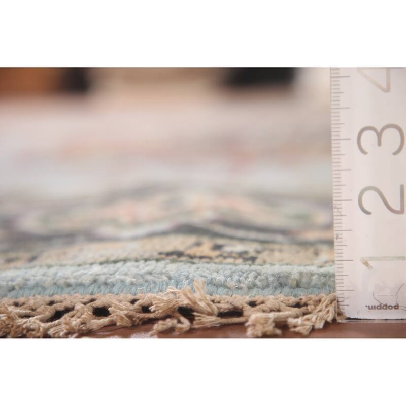 Light Blue Heriz-Serapi Oriental Round Area Rug Handmade Wool Carpet - 7'11"x 7'11"