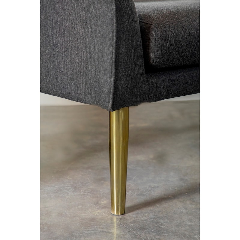 Mid Century Modern Design Dark Grey Upholstered Accent Bench
