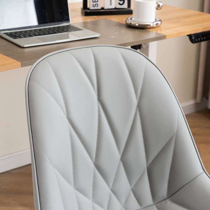 Armless Swivel Office Chair, Faux Leather Task Chairs with Wheels