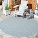 SAFAVIEH Courtyard Terezija Indoor/ Outdoor Waterproof Patio Backyard Rug - 6'7" Round - Grey/Aqua