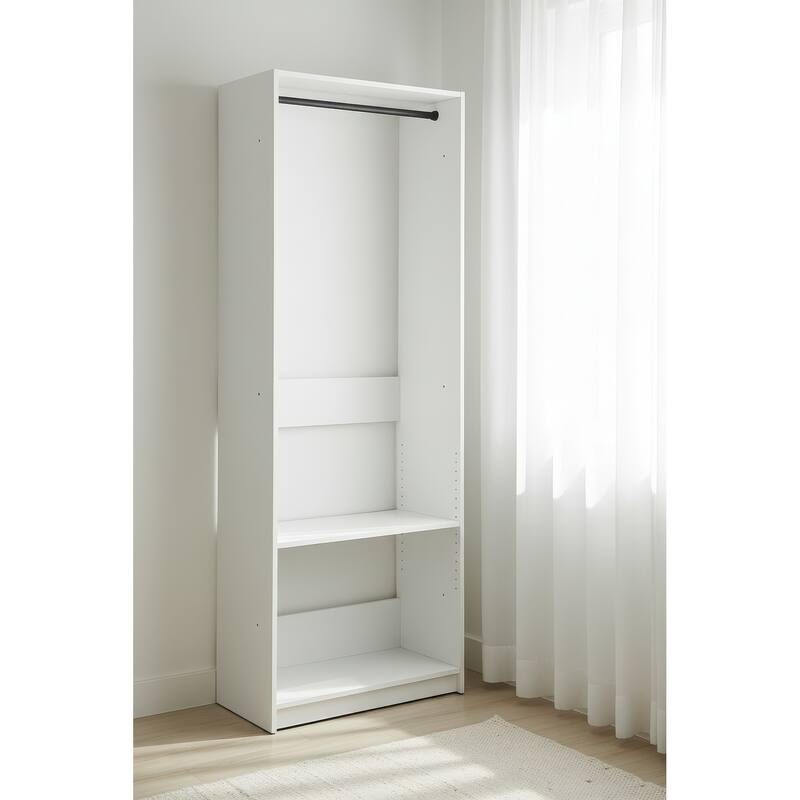 Prosper 32" White Wood Walk-in Closet with Two Rods - 31.4"W x 15.7"D x 83" H