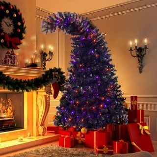 6FT Hinged Fraser Fir Artificial Fir Bent Top Christmas Tree，250 LED Lights