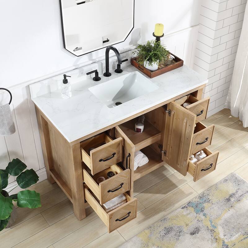 Javier Bath Vanity with Composite Stone Top and Mirror