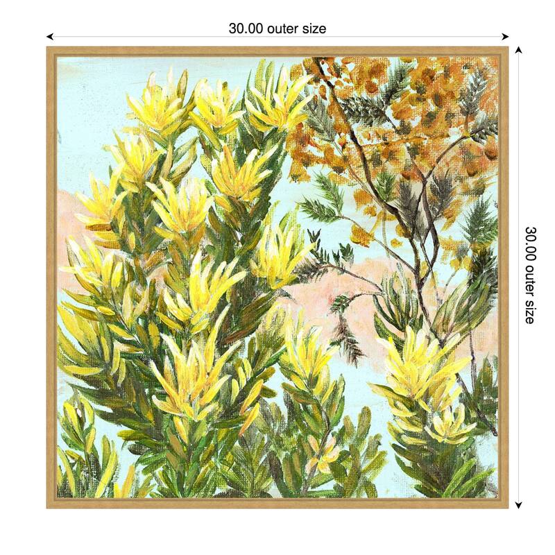 Licha 2 by Elan Studios Framed Canvas Wall Art Print - Sylvie Bright Gold - 30 x 30 in