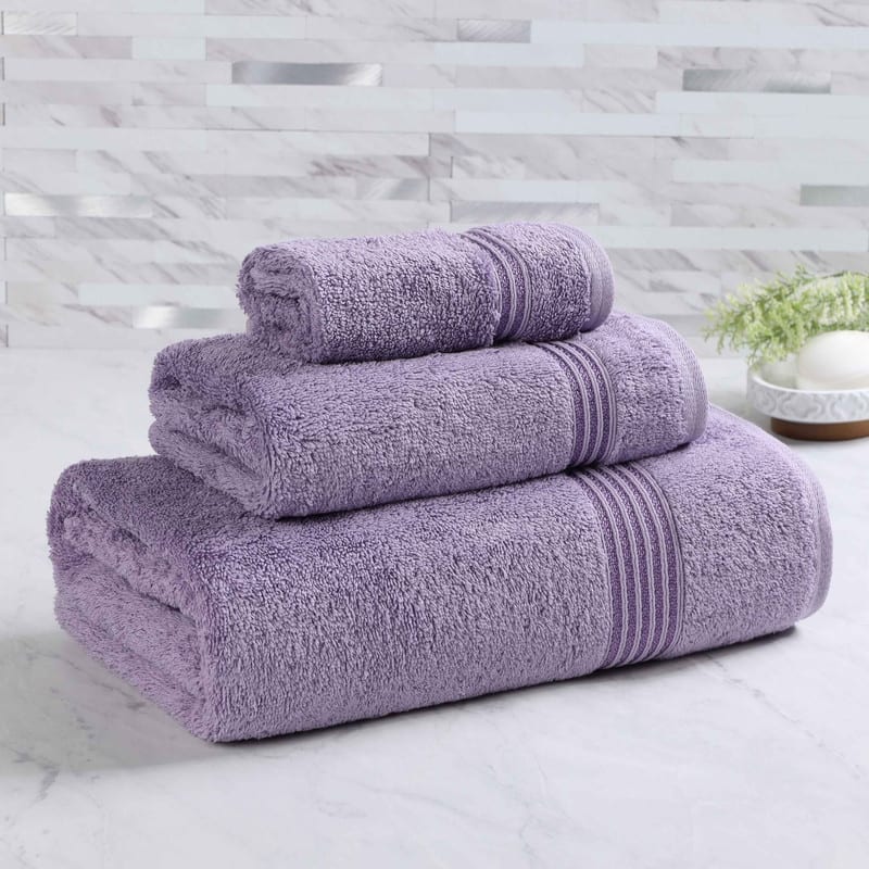 Superior Heritage Egyptian Cotton Absorbent 3-Piece Towel Set - Royal Purple