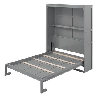 Full Murphy Bed Cabinet Folding Beds w/ Bookcase Headboard