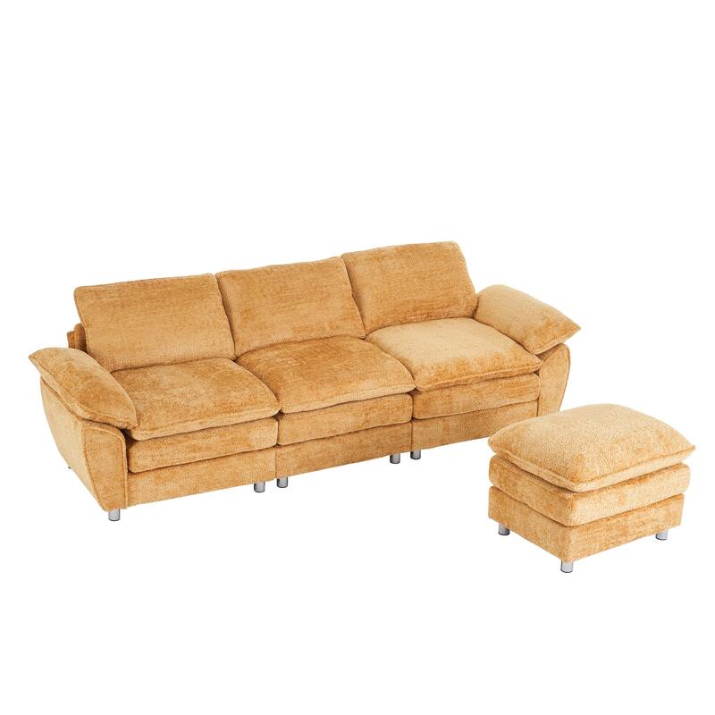 Modern Upholstered Polyester Sleeper Sofa with Ottoman