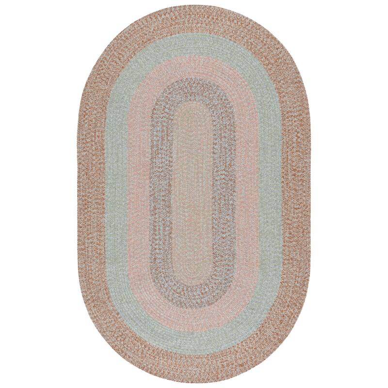 SAFAVIEH Handmade Braided Ecenur Indoor/Outdoor Machine Washable Rug - 6' x 9' Oval - Brown/Grey Pink