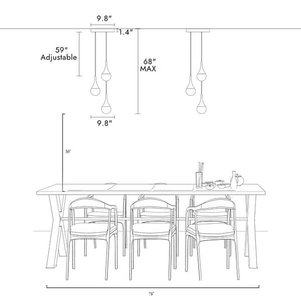 dimension image slide 0 of 2, Modern 3-Light LED Chandelier Gold Cluster Island Lights for Kitchen Island - Dia. 9.8" x H 7.7"