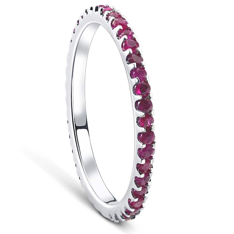 3/4Ct Genuine Ruby Eternity Ring Anniversary Band 10k White Gold