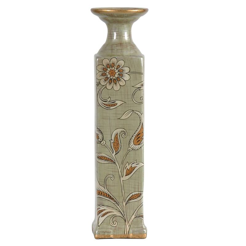Darby Ceramic Candleholder - Sage Green Multi Finish - Sage Green