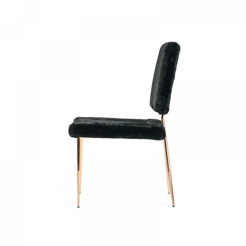 Candace Modern Black Faux Fur Dining Chair (Set of 2)