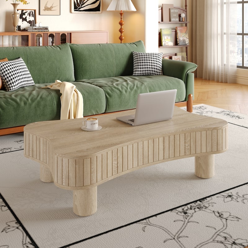 42" Modern Lift-Top Coffee Table – Fluted Design with Hidden Storage & Silent Hydraulic Mechanism‌