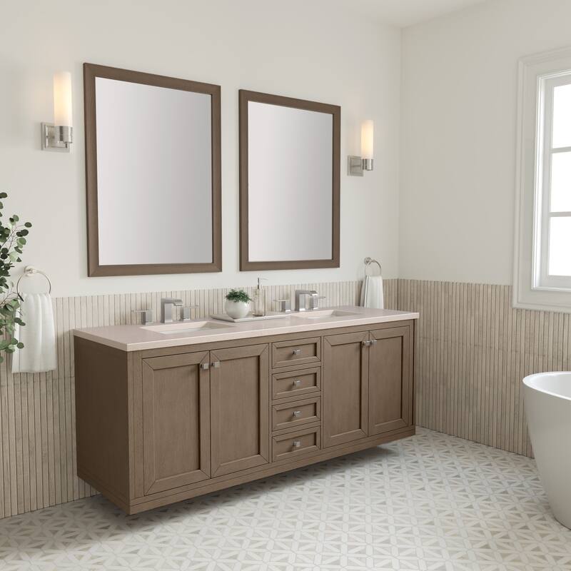 James Martin Vanities Chicago 72" Double Basin Hardwood Vanity Set