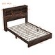 preview thumbnail 19 of 17, Vintage Queen Platform Bed with USB Ports and Storage Headboard