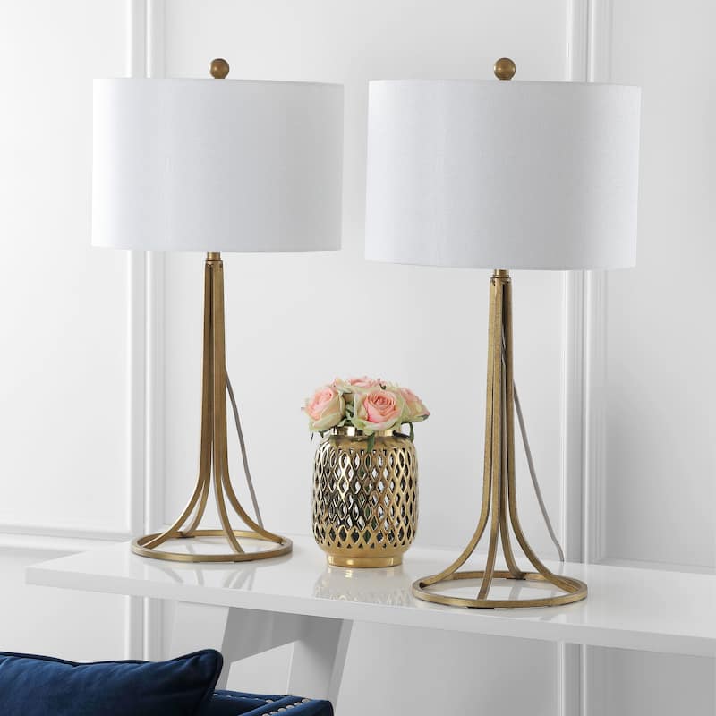 SAFAVIEH Lighting 30-inch McKenna Antique Bronze Table Lamp (Set of 2) - 15"W x 15"D x 30"H