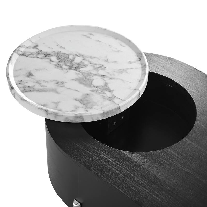 Lift Top Coffee Table with 360-degree Rotating Tray and Hidden Compartment, Modern Center Table w/ Lift Tabletop for Living Room
