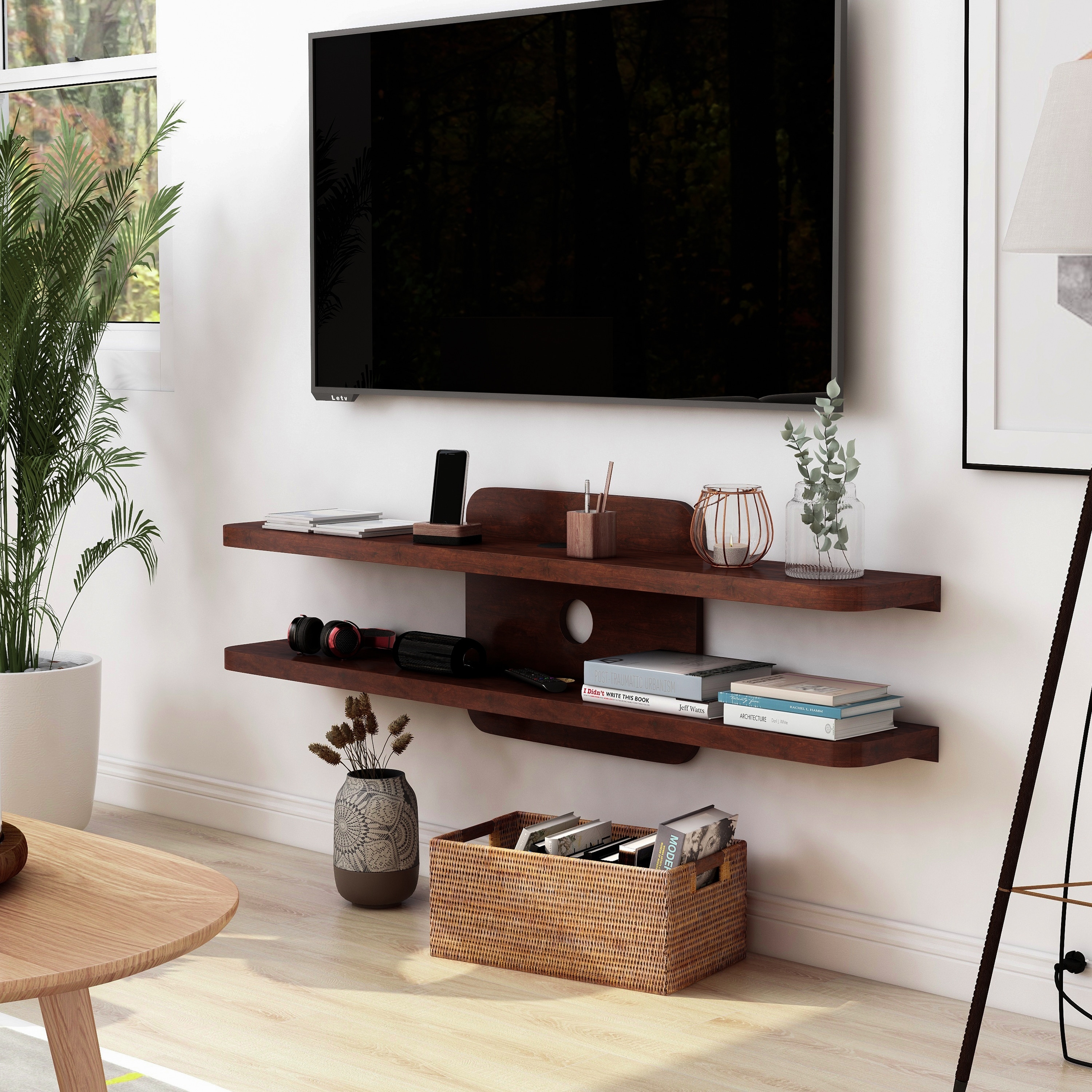 Rydstorp Modern 60-inch Metal 2-Shelf Wall-mounted TV Console Shelves by Carson Carrington