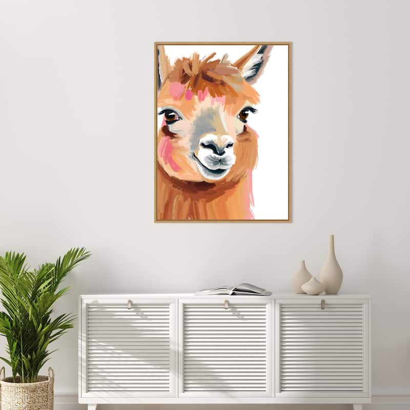 South American camelid by Ohkimiko Framed Canvas Wall Art